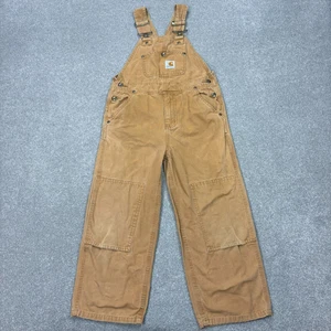 Carhartt Dungarees Kids Size 6 Tan 26x20 Overalls Double Knee Bib Duck Youth - Picture 1 of 9