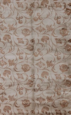 Art & Craft Indo Area Rug 5x8 All-Over Floral Taupe Wool Hand-knotted Carpet - Image 1 of 4