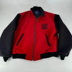 Pendleton Wool Varsity Jacket Red Black Mens XL Native American Tribal VTG RARE - Picture 1 of 5