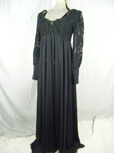 RAGS BY KRESSANDRA/JOSEPH MAGNIN Vtg 70s Black Lace Dress-Bust 34/2XS-XS - Picture 1 of 10