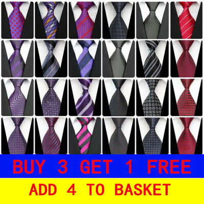 Checks Stripes Floral Classic Ties JACQUARD WOVEN 100% Silk Men's Tie Necktie • 4.49€