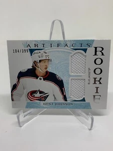 22-23 UD Artifacts Kent Johnson Horizontal Dual Jersey Relic SP/399 Columbus - Picture 1 of 2