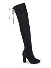 Journee Collection Womens Black Tie Maya Round Toe Block Heel Boots 10