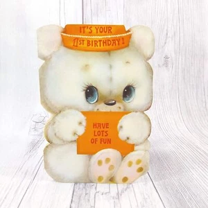 Baby 1st Year Happy Birthday Greeting Card Sweet Bear  Birthday Wishes Baby Gift - Picture 1 of 7