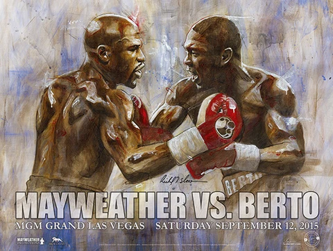 MAYWEATHER vs BERTO Official Onsite fight poster by Richard T. Slone Cover