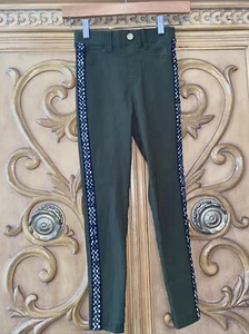 Girls Thrill JEGGINGS Pull-On Stretch Jeans Pants Size M 10 Green Checkered Side - Picture 1 of 9