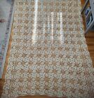 BEAUTIFUL VINTAGE HAND CROCHET LACE TABLECLOTH BEIGE 92" X 55"  SIGNED