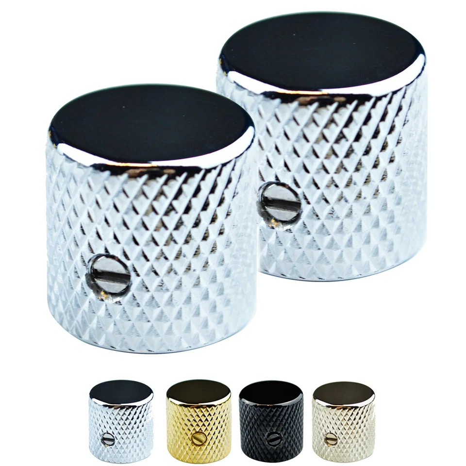 2 x Metal Telecaster Style Volume Tone Control Knob for Solid Shaft Pots - Image 1 of 2