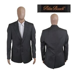 NEW Vintage Deadstock Palm Beach Newport Nailhead Gray Wool Blnd Suit Jacket 40L