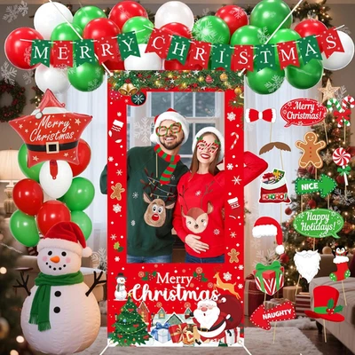 Christmas Party Decorations Set with Photo Booth Frame, Merry Christmas Banner,  - Image 1 of 4