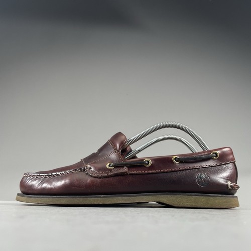 Mocassino Timberland uomo taglia 9 M pelle bordeaux slip on penny scarpa da barca casual