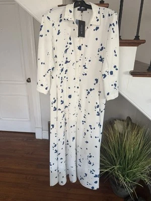 Lafayette 148 New York Size 6 Long Dress Cloud $798 NWT - Image 1 of 4
