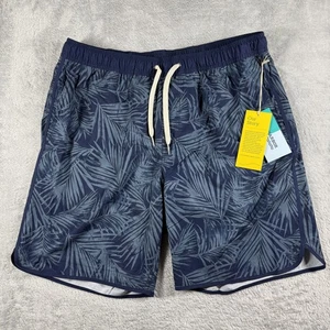 Fair Harbor Swim Shorts Mens XL Grey Floral Anchor Trunk Drawstring Lined Eco - Picture 1 of 15