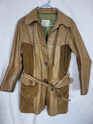 Vintage Pioneer Wear Women's Western Jacket Belted Coat Leather Suede 70's Sz M - Image 1 of 4