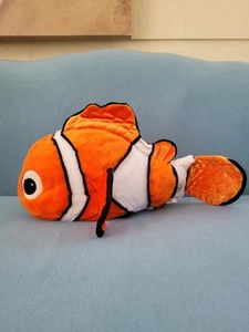 Finding Nemo Clown Fish Plush Orange White Black Bean Bag 18" Disney Store - Picture 1 of 11
