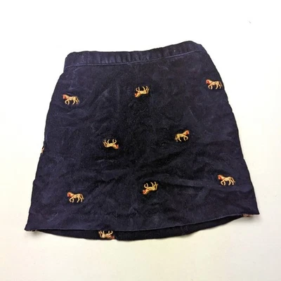 Vintage Hartstrings Skirt Girls Size 5 Navy Corduroy Horse Mini - Image 1 of 4