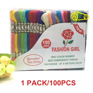 100PCS DIY Mixed Color Cross Stitch Embroidery Cotton Thread Floss Sewing Crafts - Picture 1 of 5