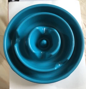 Outward Hound Fun Feeder Slo Bowl-Slow Feeder Dog Bowl-Medium Size-Turquoise - Picture 1 of 9