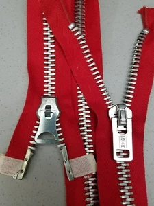 USA "EMAR" Vtg1950s-80/RED-COTTON/2-WAY SEPARATING ZIPPER/#10 Metal=26" ALUMINUM - Picture 1 of 4
