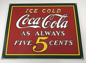 VTG 1980's Ande Rooney Porcelain Metal Sign COCA-COLA ~ ICE COLD Coca-Cola - Picture 1 of 5