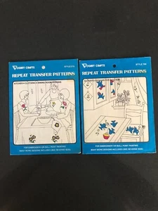 Two Vintage Vogart Crafts Repeat Transfer Patterns, Style 709 and 215, Unused - Picture 1 of 2