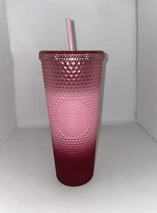 Starbucks 2022 Holiday Waxberry Blush Pink Ombre Studded Venti Tumbler 24 oz NEW - Picture 1 of 6