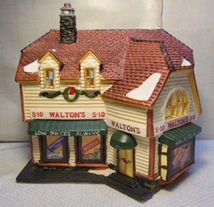 RETRO "WALTONS 5-10 SHOP" PORZELLAN BELEUCHTETES GEBÄUDE - Bild 1 von 12