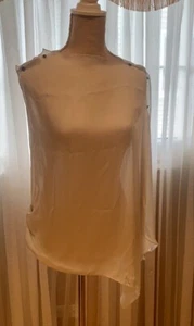 LANVIN FABOULOS SILK BLOUSE, ASYMETRIC UNIQUE STYLE, SHEER SEXY ELEGANT KOOL, PE - Picture 1 of 12