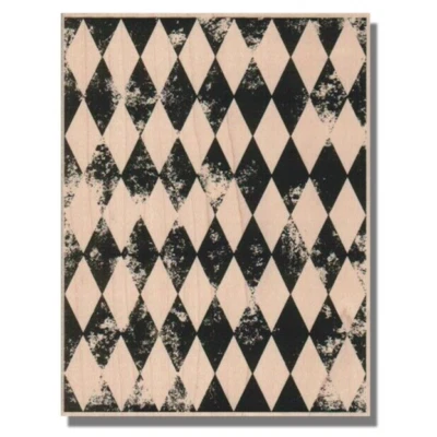 Wood Rubber Stamp, Harlequin Diamond Background, Shape,Pattern,Media,Art,Texture - Image 1 of 4