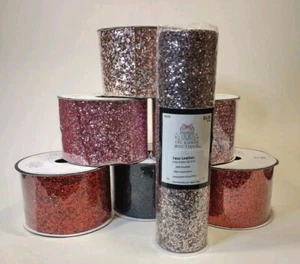 Glitter Ribbon Lot of 7 Ribbon Boutique Red Pink Black - Picture 1 of 9