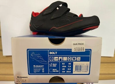 ZAPATO DE CICLISMO GIANT BOLT PARA HOMBRE NUEVO NEGRO/ROJO TALLA 7.5 Foto 1 de 2