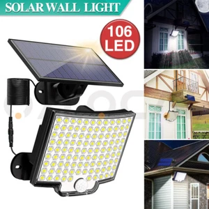 106 LED Solar Motion Sensor Light Outdoor IP65 Wall Security Garden Flood Lamp - Picture 1 of 12
