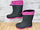 Kamik Snobuster2 Waterproof Winter Rain Boots Black Pink Girls Youth Size 2
