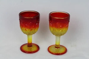 Par de cordiales de vidrio vikingo amberina - Imagen 1 de 7