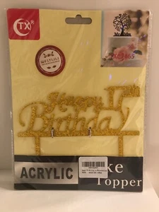 NEW Acrylic Gold Glitter Happy 17th Birthday Cake Topper- 5” Tall - Picture 1 of 3