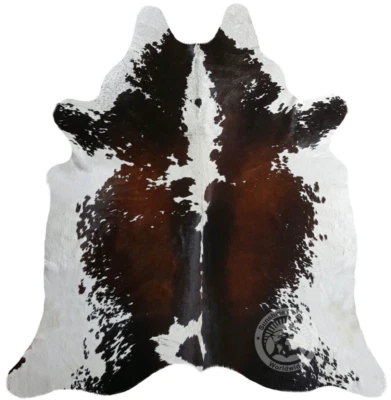 Real Cowhide Rug Black and White Reddish - Size 6 X 6-7' - Image 1 of 3