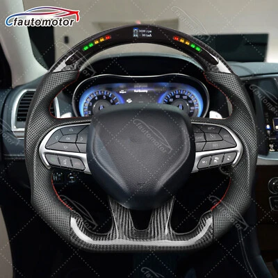 Спортивный светодиодный руль из настоящего углеродного волокна для Chrysler 300C 2015-2021 годов выпуска без подогрева - Изображение 1 из 4