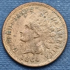 1864 Indian Head Cent 1c Bronze WITH L Better Grade XF Details #56228 - Picture 1 of 2