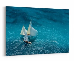 Impresión en lona impresión enmarcada pared arte barcos cruce azul océano decoración del hogar imagen - Imagen 1 de 2