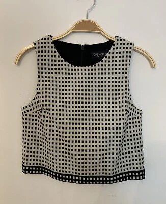 ✖️ NWT Topshop Black & Off White Crop Top Size 4 Petite RRP £34 - Image 1 of 4