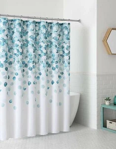 VCNY Fabric Shower Curtain Cascading Pattern Blue Teal Turquoise Aqua NWOP - Picture 1 of 6