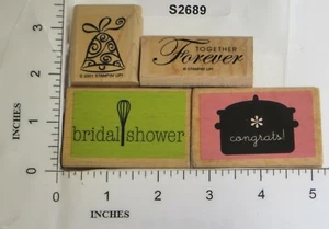 Stampin' Up! Wood Block Rubber Stamp Mix Lot Bridal Shower Congrats Wedding Bell - Picture 1 of 2