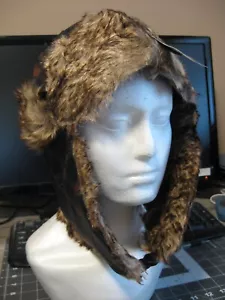 John Boy Trapper Bomber Hunting Hat - Faux Fur Headwear - Brown Plaid - OSFM - Picture 1 of 16