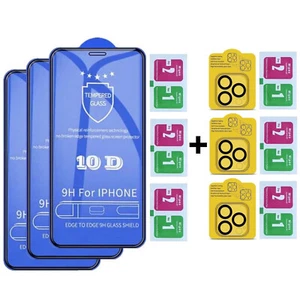 10D Protection Écran Verre Trempé + Caméra iPhone 16 15 14 13 12 SE 11 X Pro Max - Photo 1 sur 30