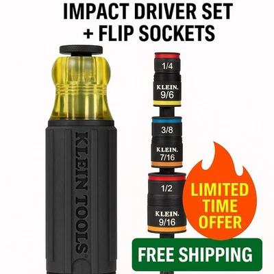 Klein Tools 20-in-1 Impact Driver Set + Flip Sockets 32303HD 🚀 FREE SHIPPING ✅ - Image 1 of 4