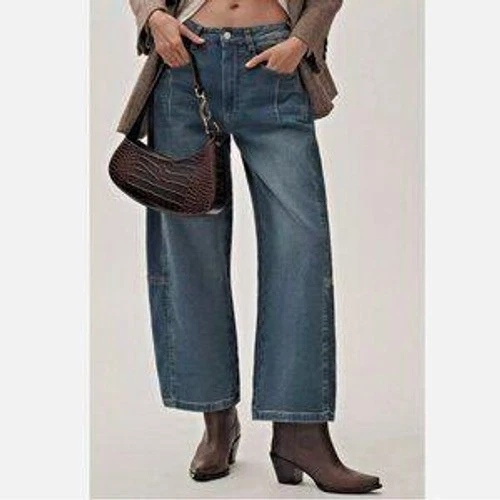 Anthropologie The Kenna Mid-Rise Heritage Barrel 牛仔裤 Pilcro 牛仔裤 29T 码 — 第 1/4 张图片