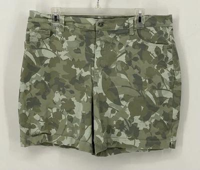 Camisas Gloria Vanderbilt Amanda Talla 16 Verde Floral Cremallera Botón 5 Bolsillos Foto 1 de 4