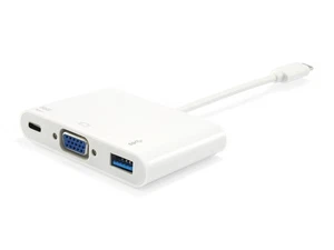 Equip USB-C St -> VGA-/USB-A-BU PD-Adapter 0.15cm White - Afbeelding 1 van 6