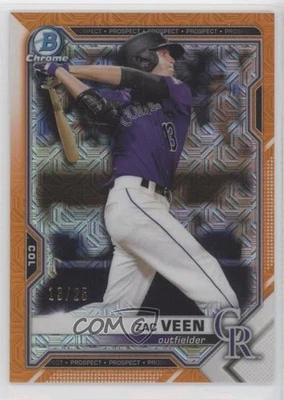 2021 Bowman Chrome Prospects Mega Box Orange Mojo Refractor /25 Zac Veen #BCP-3 - Image 1 of 2