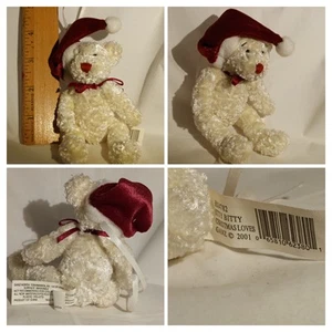 Ganz Itty Bitty Christmas Loves One Plushie TeddyBear 2001 Cream Vintage  - Picture 1 of 1